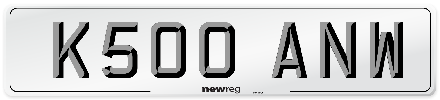 K500 ANW Number Plate from New Reg